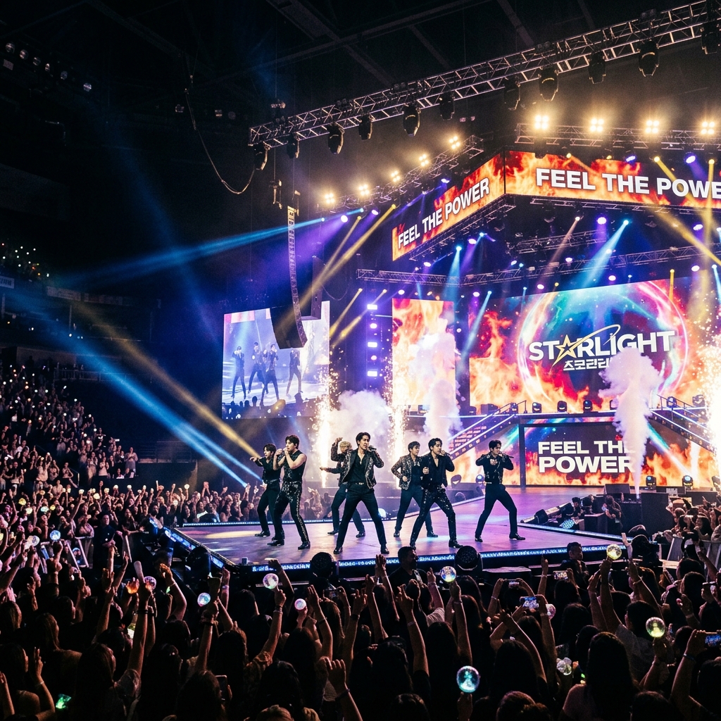 미래지향적인 K-POP 스테이지를 상징하는 프리미엄 아트워크